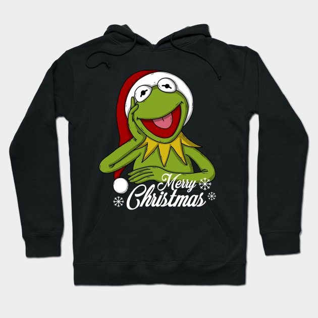 Cute Kermit Merry Christmas Hoodie by Luna Illustration